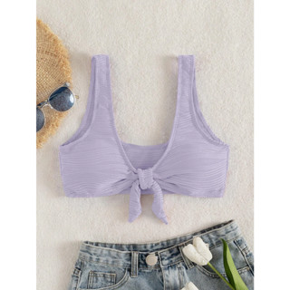 (CÓ SẴN) Áo bikini thắt nút tím pastel có mút lót - KÈM ẢNH THẬT