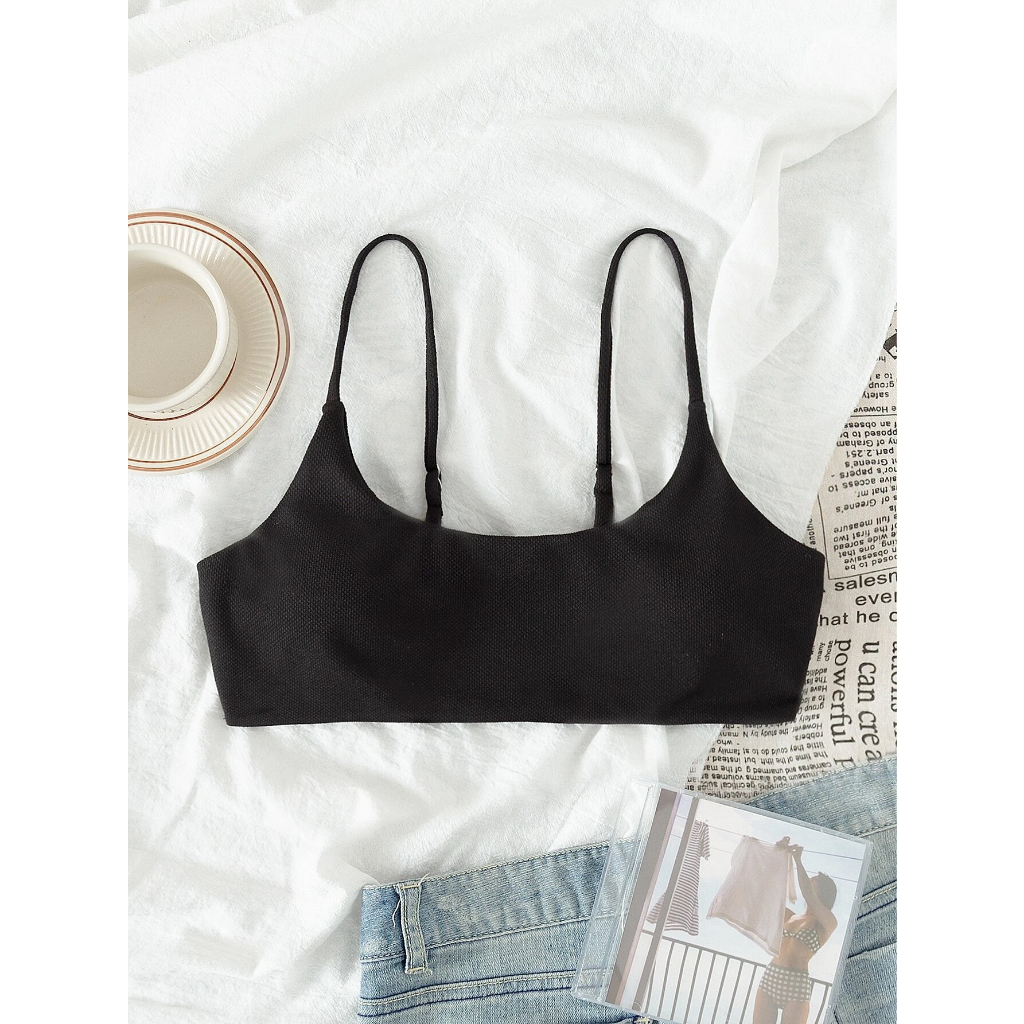 Áo bikini đen vân có mút lót - CÓ SẴN - KÈM ẢNH THẬT