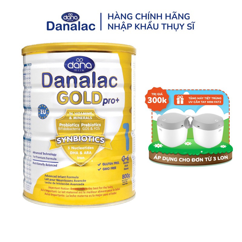 Sữa DANALAC GOLD số 2,lon to 800g, lon móp, DATE tháng 12/2023