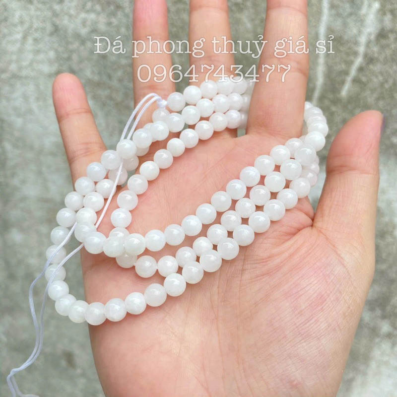 Vòng bạch ngọc 108 hạt siêu đẹp mịn kèm hộp gấm cao cấp