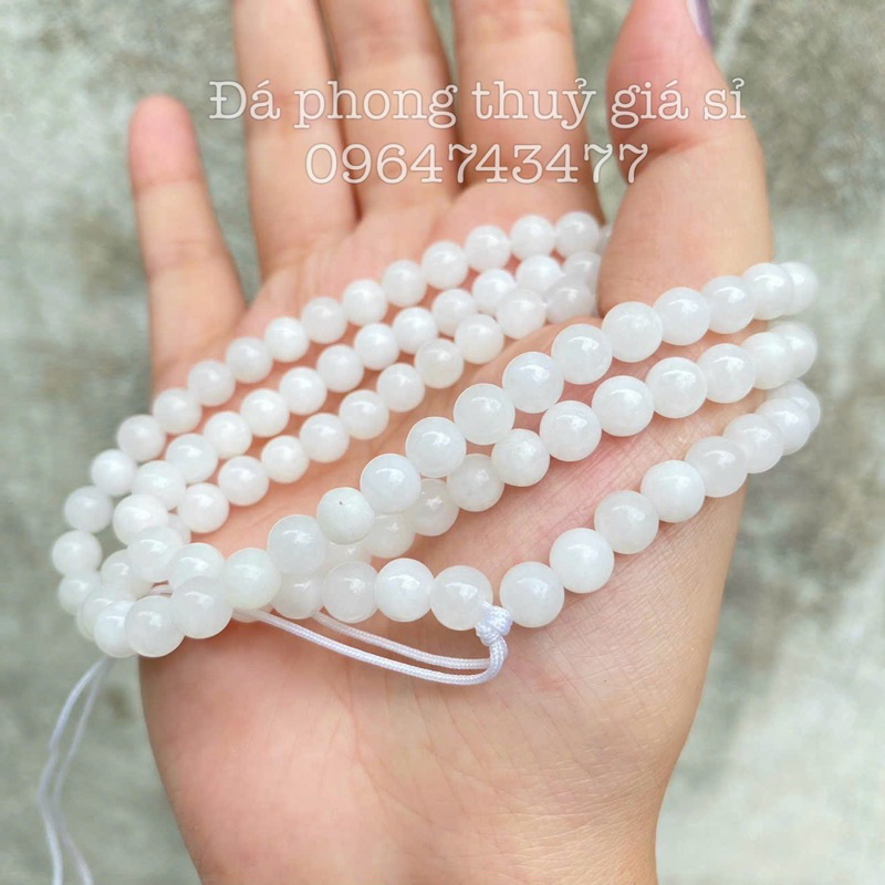 Vòng bạch ngọc 108 hạt siêu đẹp mịn kèm hộp gấm cao cấp