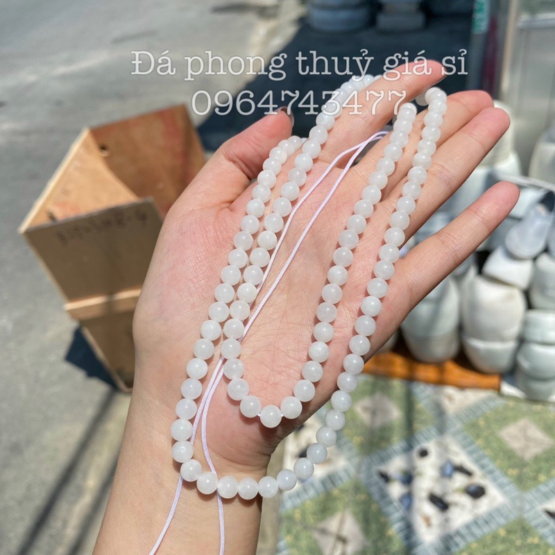 Vòng bạch ngọc 108 hạt siêu đẹp mịn kèm hộp gấm cao cấp