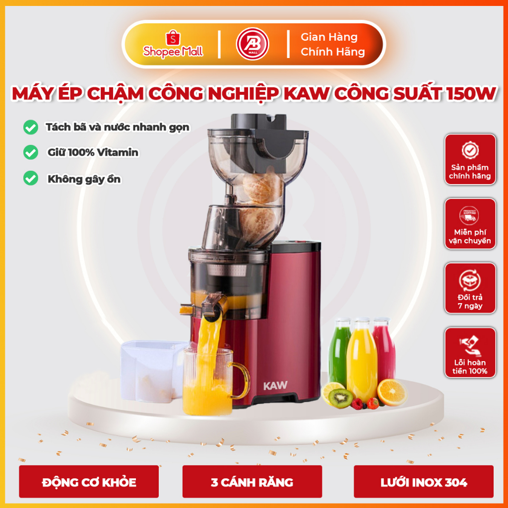 Máy Ép Chậm Công Nghiệp KAW Công Suất 150W, Ép Trái Cây Đơn Giản Nhanh Gọn Giữ Trọn Dinh Dưỡng