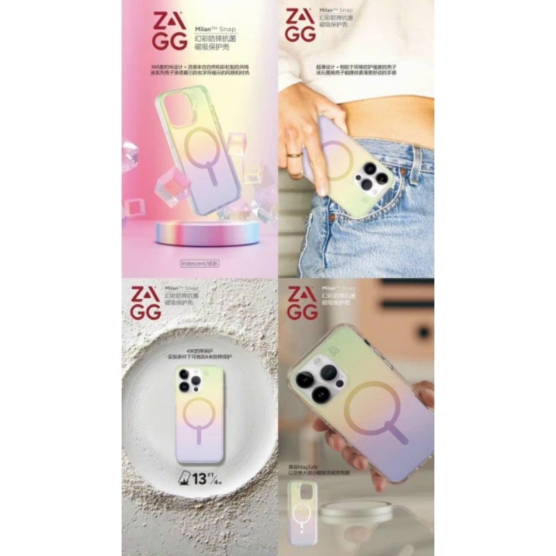 Ốp lưng ZAGG phản quang cho iphone 15 pro max,15 pro hỗ trơk sạc không dây