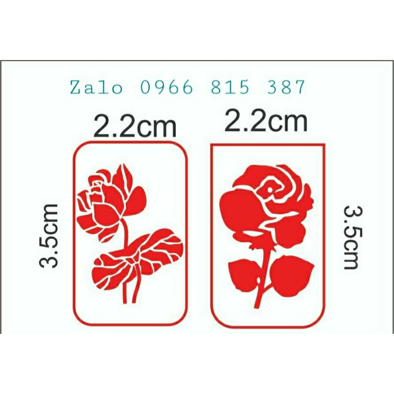 Dấu hoa hồng bé ngoan kích thước 2.2x3.5
