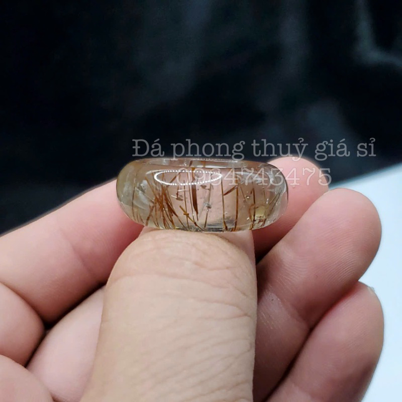 Nhẫn thach anh tóc đỏ nâu siêu đẹp 16-20mm