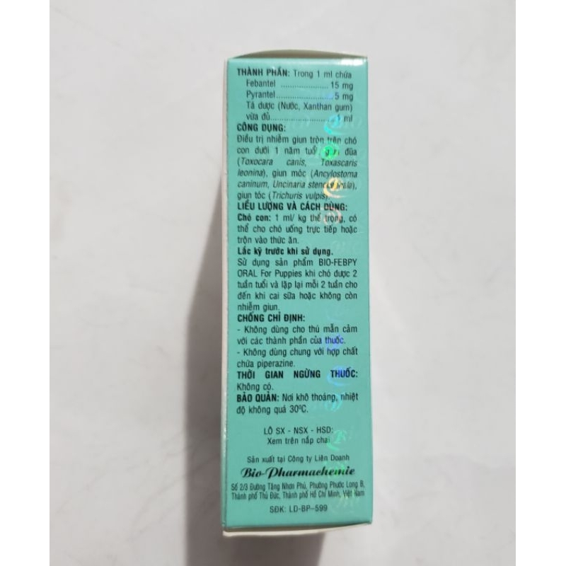 Bio Febpy Oral 20ml cho chó con