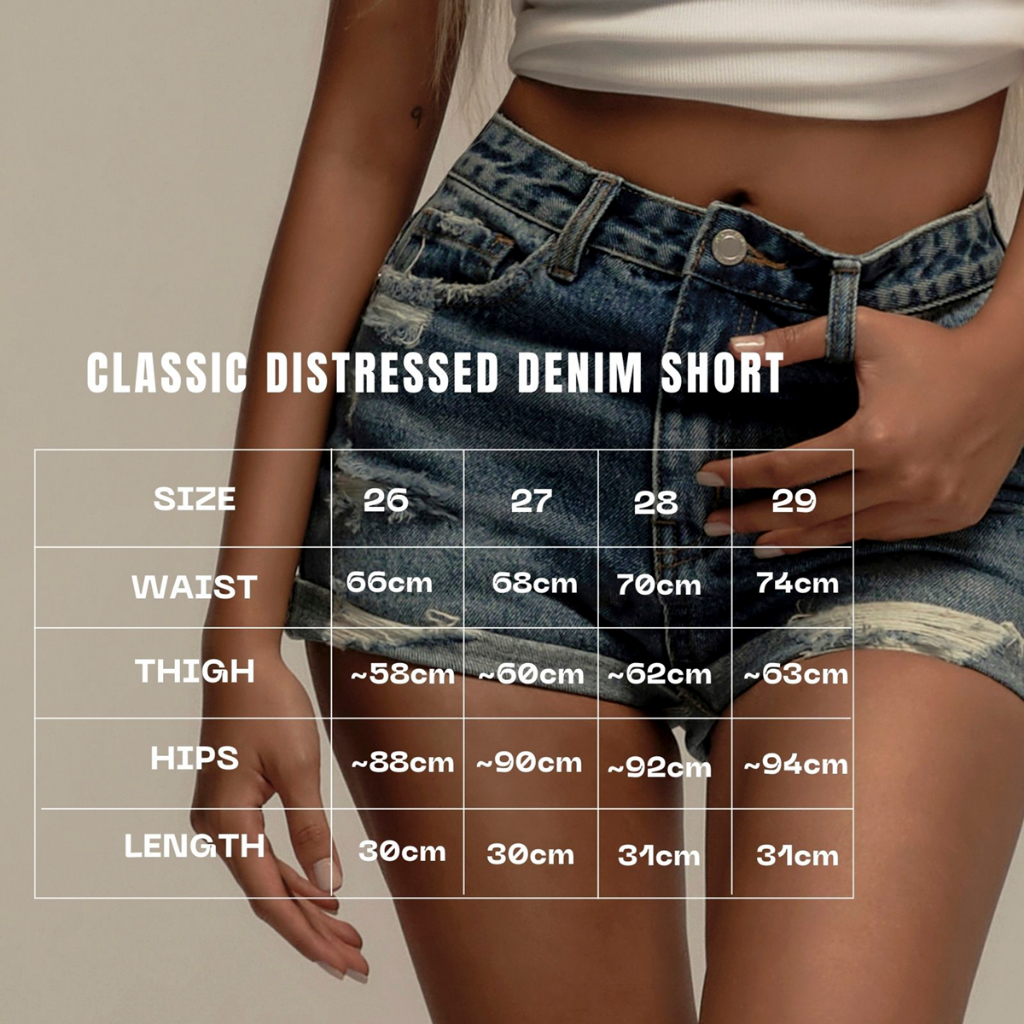 Classic Distressed Denim Short - Quần Short jean rách gấu