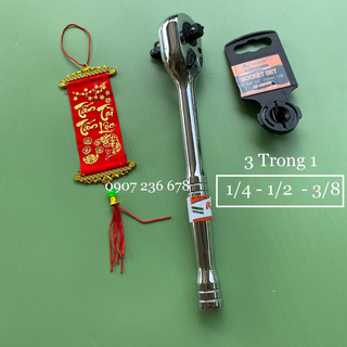Cần siết tự động 3 trong 1 hệ 1/2, 3/8, 1/4 inch hãng kapusi, dài 25cm