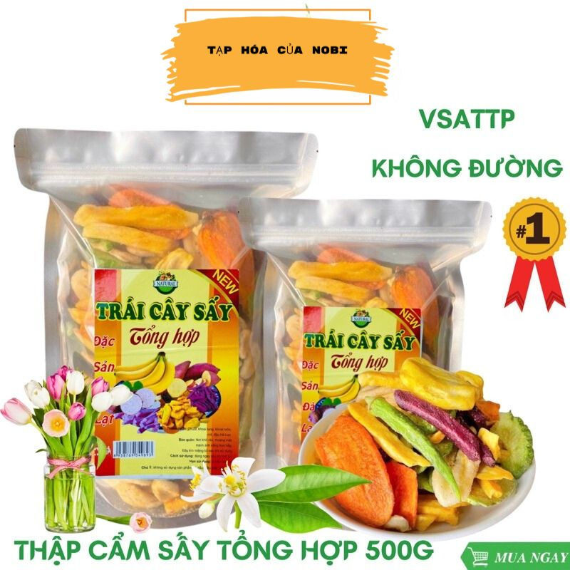 Trái Cây Thập Cẩm Sấy Vỡ, Nguyên Miếng, Đủ Vị, Thơm, Giòn, Ngon, Rẻ, 1 Gói 500gr