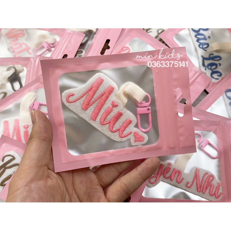 Nametag thêu tên cho bé, thẻ tên treo balo đồ dùng cho bé tránh thất lạc