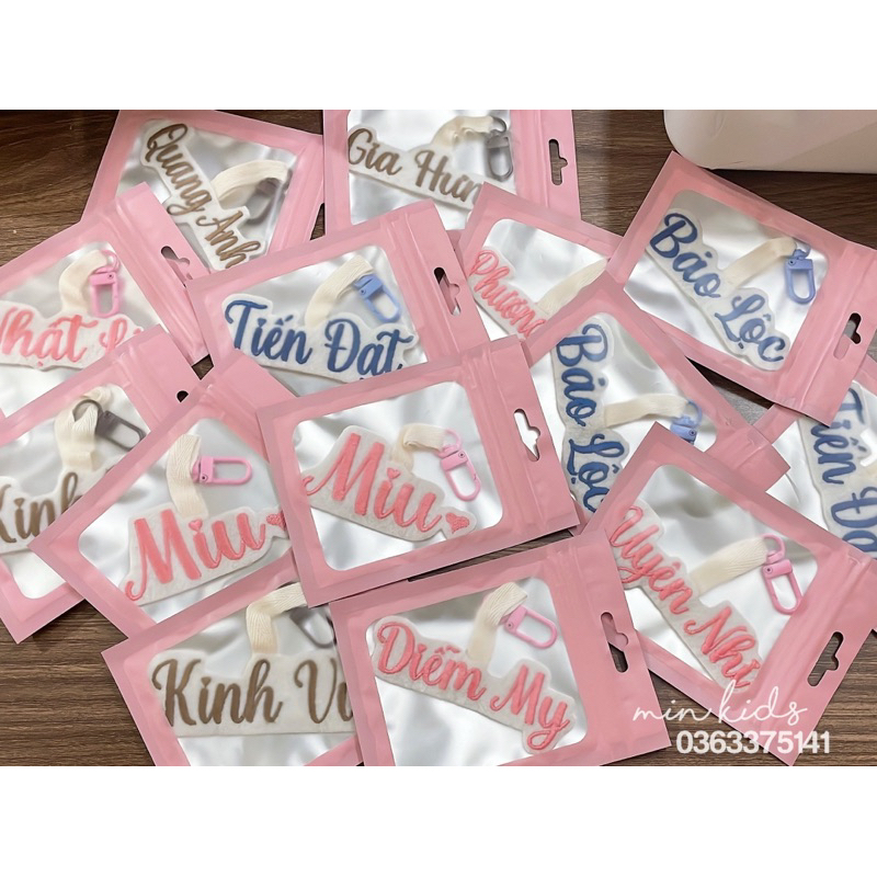 Nametag thêu tên cho bé, thẻ tên treo balo đồ dùng cho bé tránh thất lạc