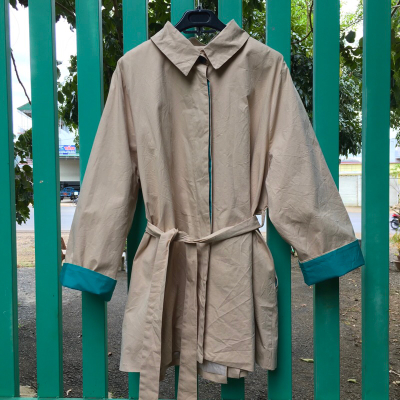 Khoác măng tô kaki HQ Van Ake women belted coat