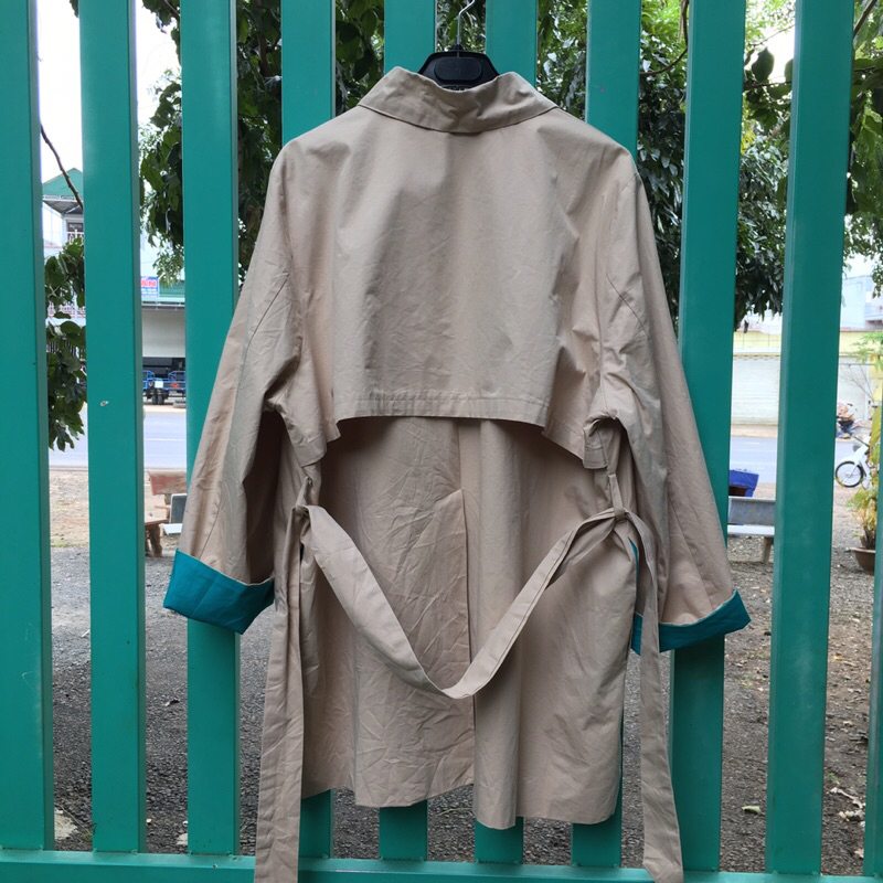 Khoác măng tô kaki HQ Van Ake women belted coat