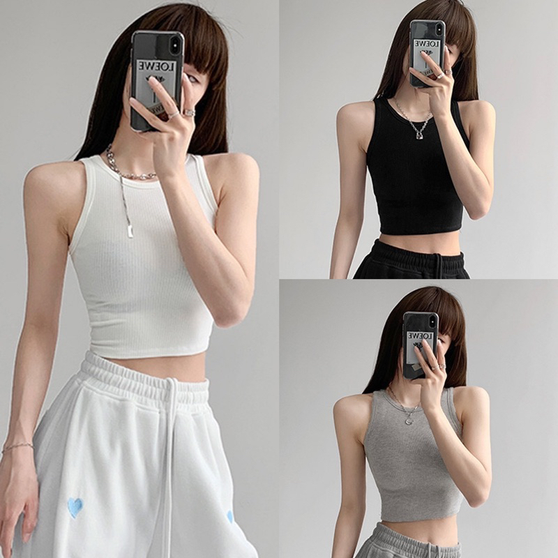 Áo Bra Croptop Cotton Thun Tăm Mềm Mại Năng Động Trẻ Trung