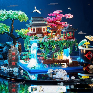 Lo.go xếp hình,Đồ chơi xếp hình lắp ráp,Mô hình kiến trúc trung quốc,Mô hình đồ chơi lắp ráp-Đảo đào hoa