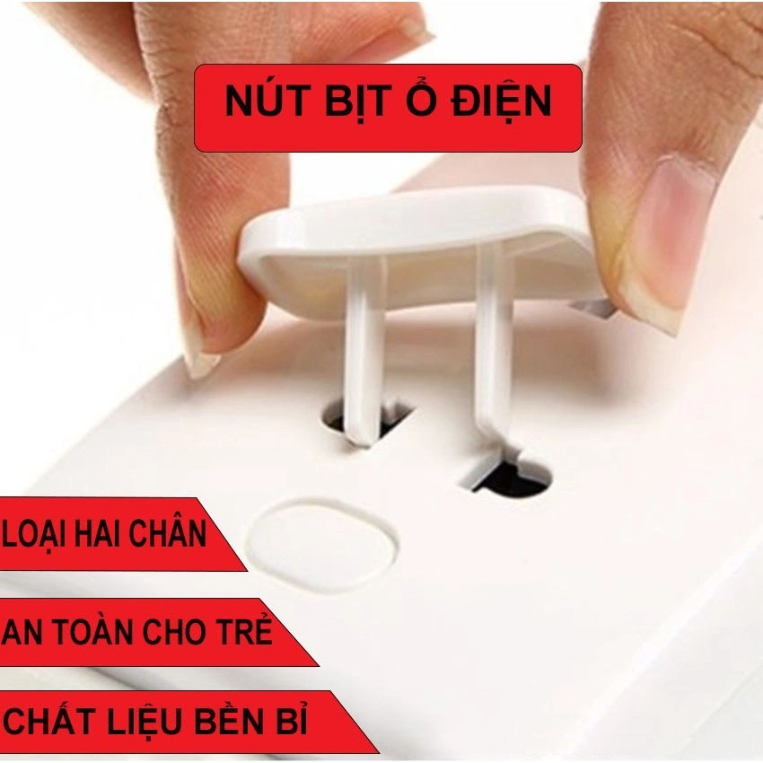 Nút Bịt Ổ Điện Chống Giật 2 Chân Nhỏ Gọn An Toàn Cho Bé
