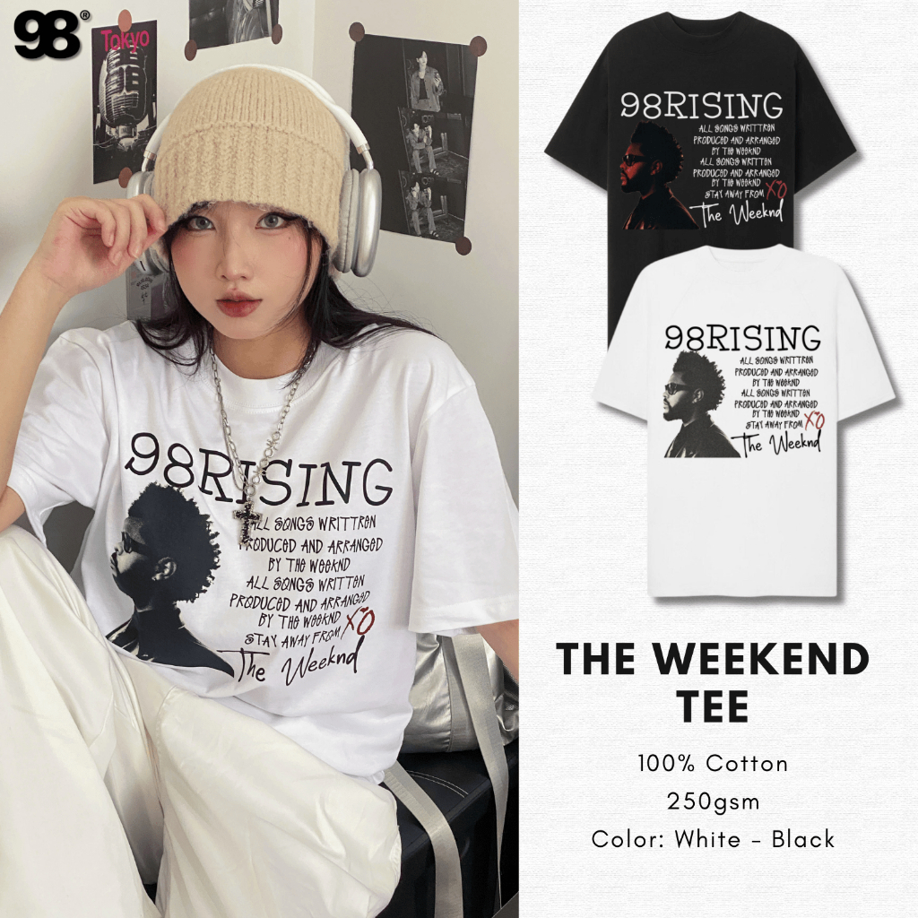 Áo thun unisex nam nữ The Weeknd form rộng 100% cotton 250gsm bo cổ dày dặn 98stu