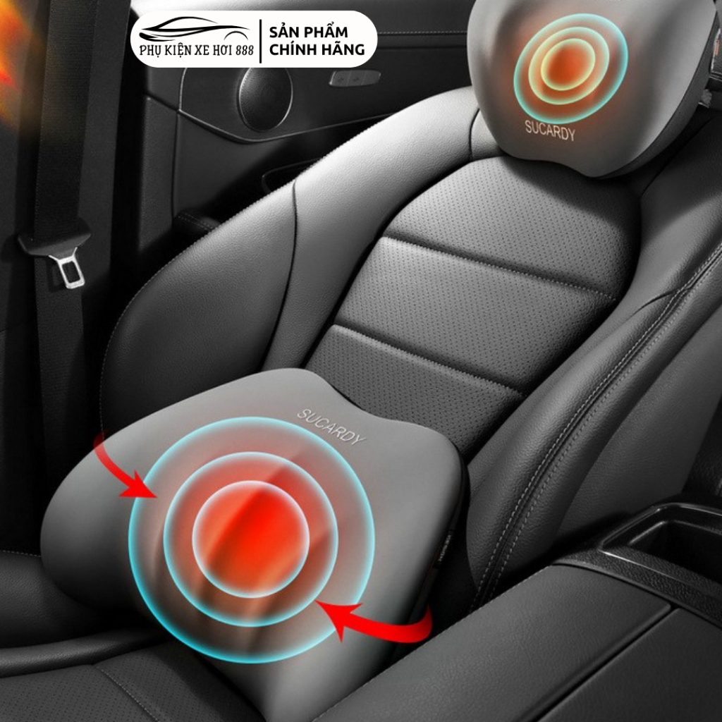 Combo Gối Tựa Đầu Và Tựa Lưng Cao Su Non Cao Cấp Cho Xe Ô Tô, Gối Cao Su Non Siêu Đàn Hồi, Vỏ Bọc Vải Cotton | BigBuy360 - bigbuy360.vn