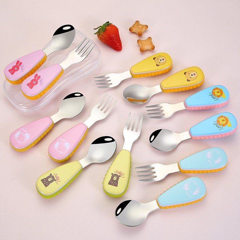 Thìa dĩa tập xúc cho bé chất liệu inox - dạng vỉ