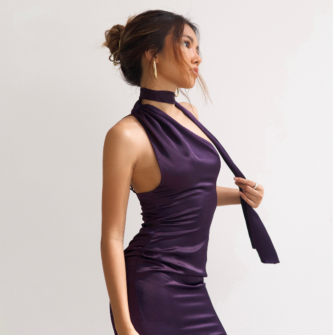 MND - Đầm lụa cổ chéo vạt cách điệu - FANCY DRESS