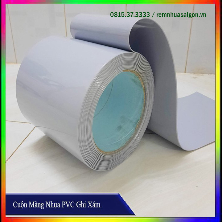 Rèm nhựa màu ghi ngăn lanh, che chắn tấm nhìn