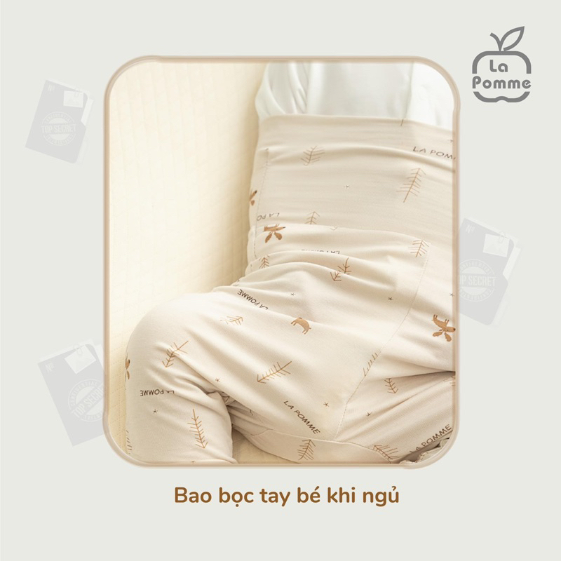 Bộ quần áo dài tay cho bé sơ sinh 3-7kg chất liệu petit chính hãng La Pomme 2023