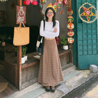 Chân váy dài kẻ caro xòe Vintage - Aufra studio