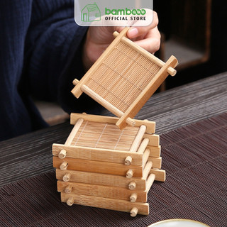 Đế lót ly chống thấm BAMBOOO ECO lót chén trà mây tre giúp cho không gian ấm cúng dùng trong gia đình nhà hàng khách sạn
