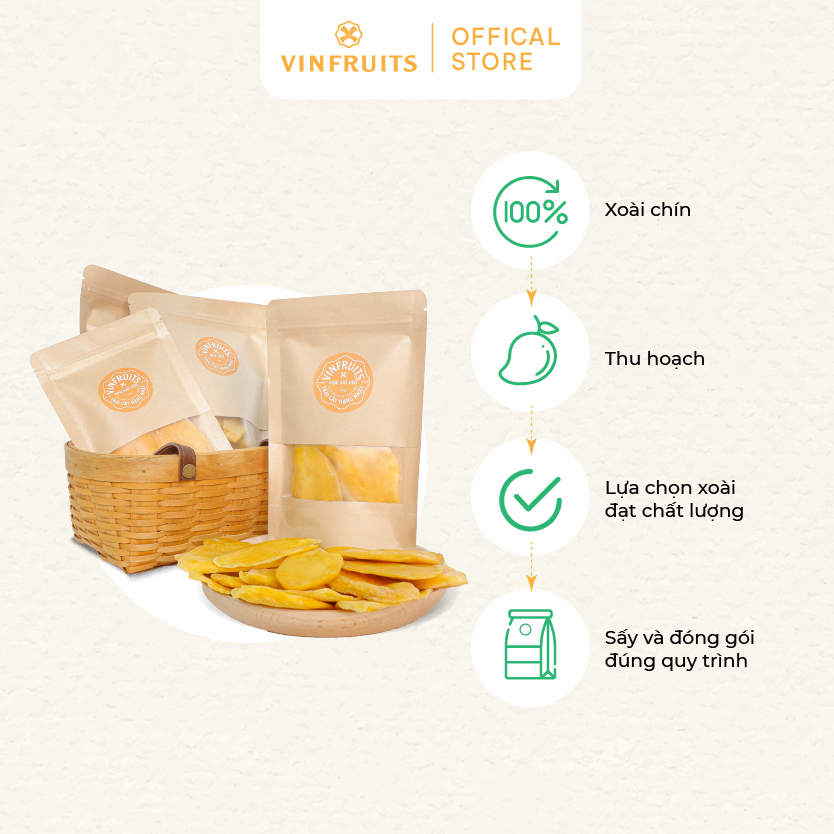 Xoài Sấy Dẻo Tự Nhiên 50g/100g/200g/500g - VinFruits