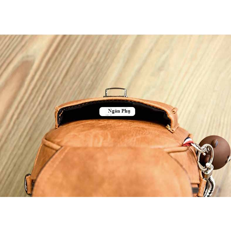 Balo da nữ - Balo mini thời trang tặng kèm gấu kiêm túi xách đeo vai đeo chéo cá tính