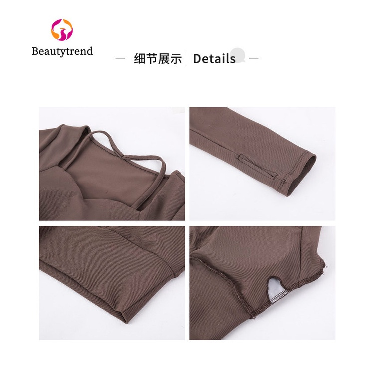 Áo Thun Croptop Ôm Body Dài Tay Cổ Dây Thể Thao Nữ Tập Gym Yoga Có Mút Thoáng Mát - đồ tập gym nữ GY021