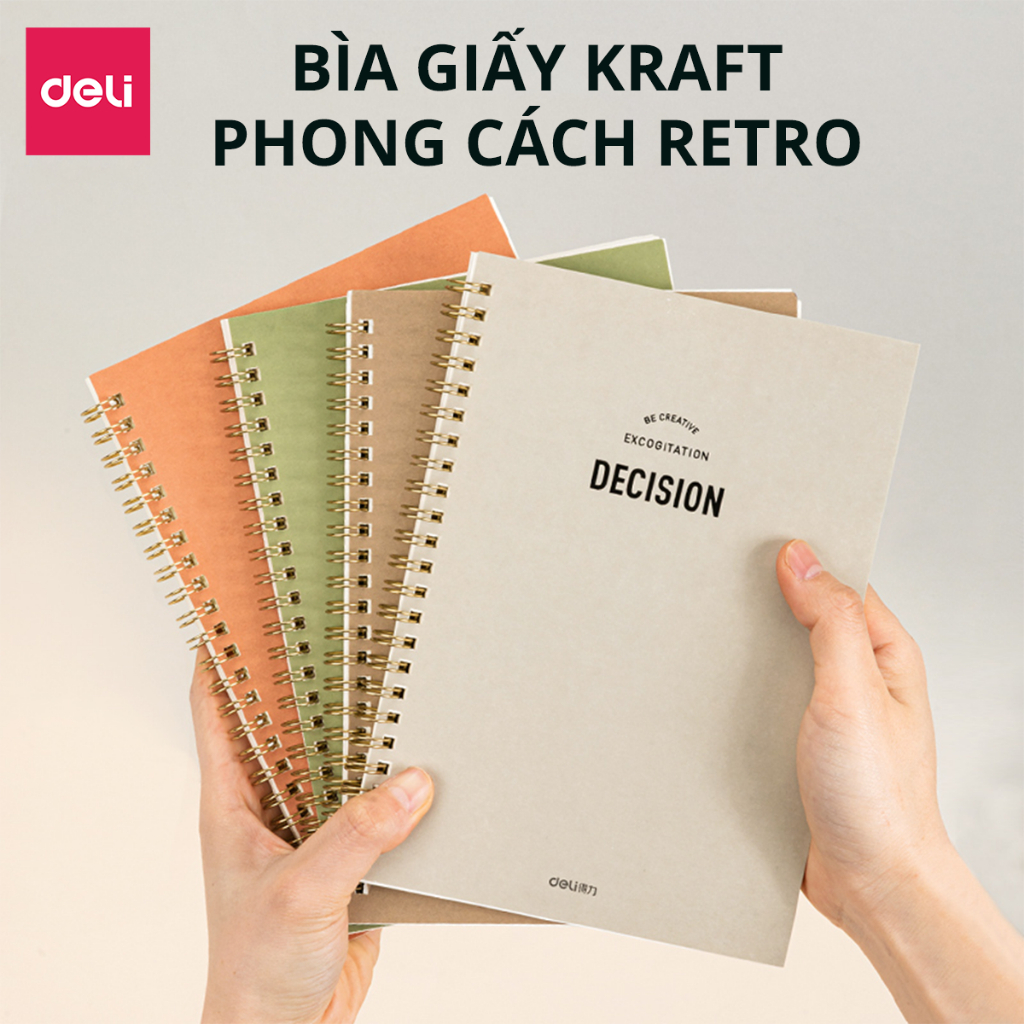 Sổ Tay Ghi Chép Lò Xo Kẻ Ngang A5 Gáy Xoắn 120 Trang Deli - Sổ Kế Hoach Planner, Viết Nhật Kí, Tập Vở Học Sinh Văn Phòng