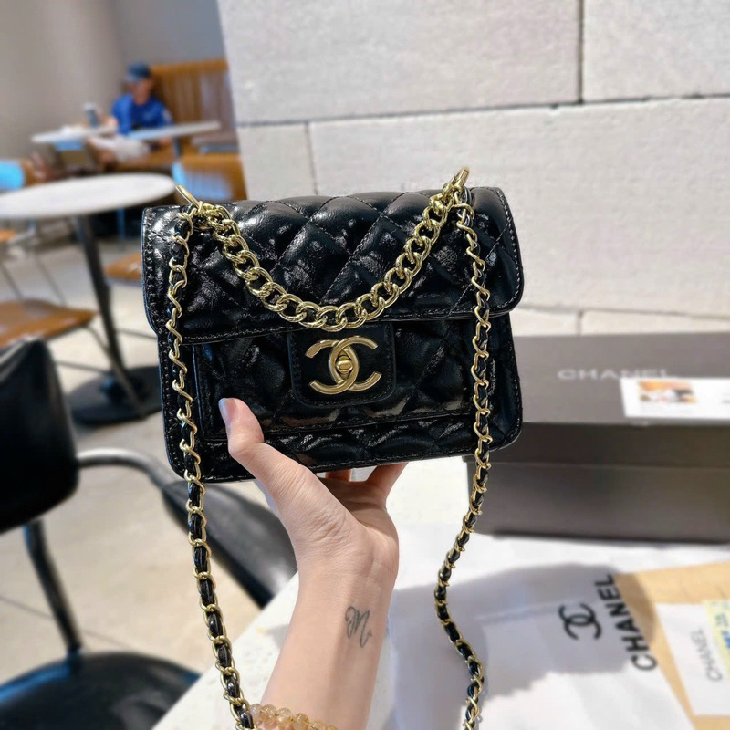 Túi X hộp da pu bóng nhăn