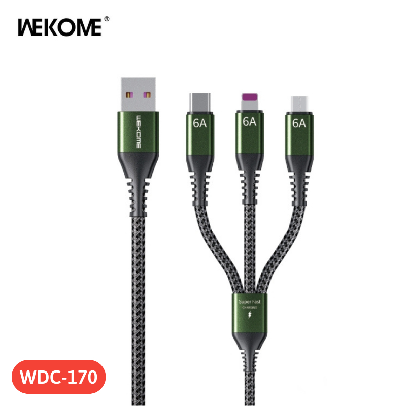 Cáp Sạc 3 Đầu Wekome WDC-170 Dây Dù 1.2M
