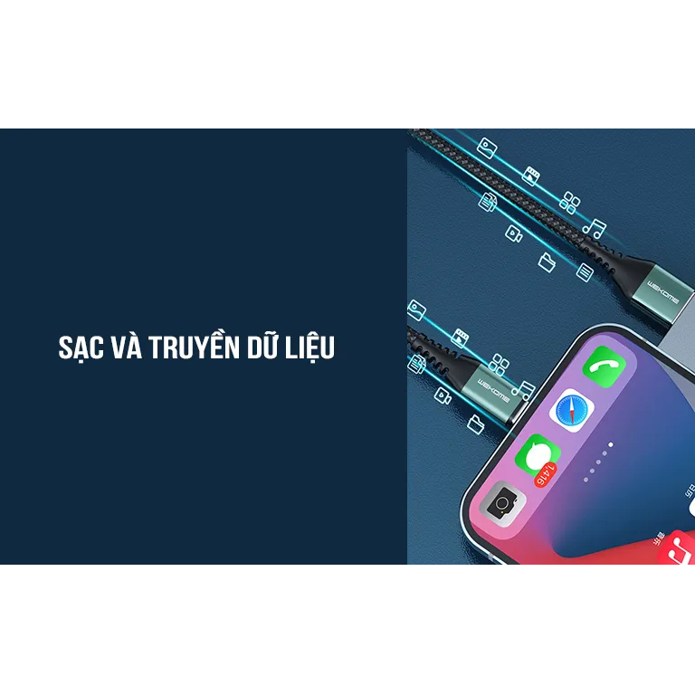 Cáp Sạc 3 Đầu Wekome WDC-170 Dây Dù 1.2M