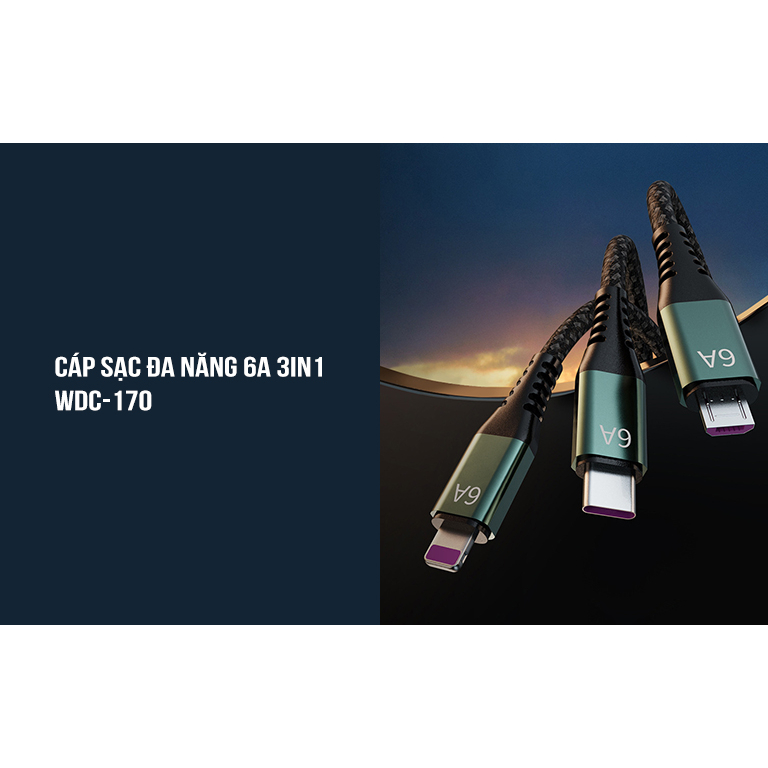 Cáp Sạc 3 Đầu Wekome WDC-170 Dây Dù 1.2M
