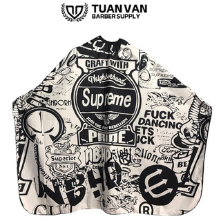 Khăn cắt tóc barber áo choàng cắt tóc nam supreme đen trắng