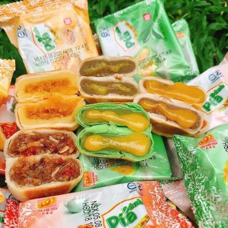 Combo Bánh Pía kim sa Tân Huê Viên 12 bánh 12 vị khác nhau ,bánh pía Sóc Trăng mini date mới