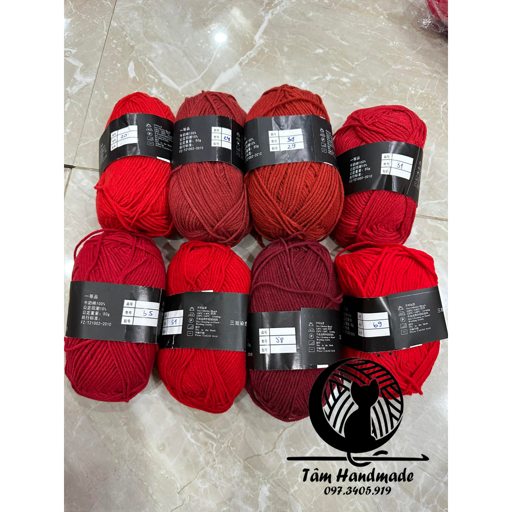 Len milk cotton mác đen 50g