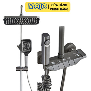 Bộ Cây Sen Tắm Đứng Nóng Lạnh Đồng Thau Mạ Nano Xám Bộ Vòi Sen Tắm 4 Chế Độ Thiết Kế Dạng Phím Đàn Cao Cấp MOJO