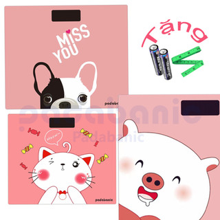 [ Bảo Hành ] Cân Điện Tử Chạy Pin AAA Cân Sức Khỏe Hình Mèo Hình Gấu Cute Độ Chuẩn Cao Chắc Chắn Bền Bỉ Ít Lỗi Tặng Pin