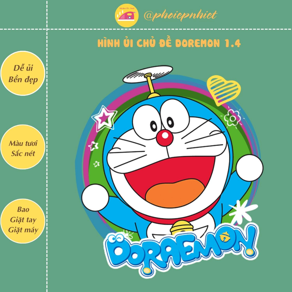 Hình ủi, ép nhiệt - hình chủ đề đô rê mon cute xỉu 01