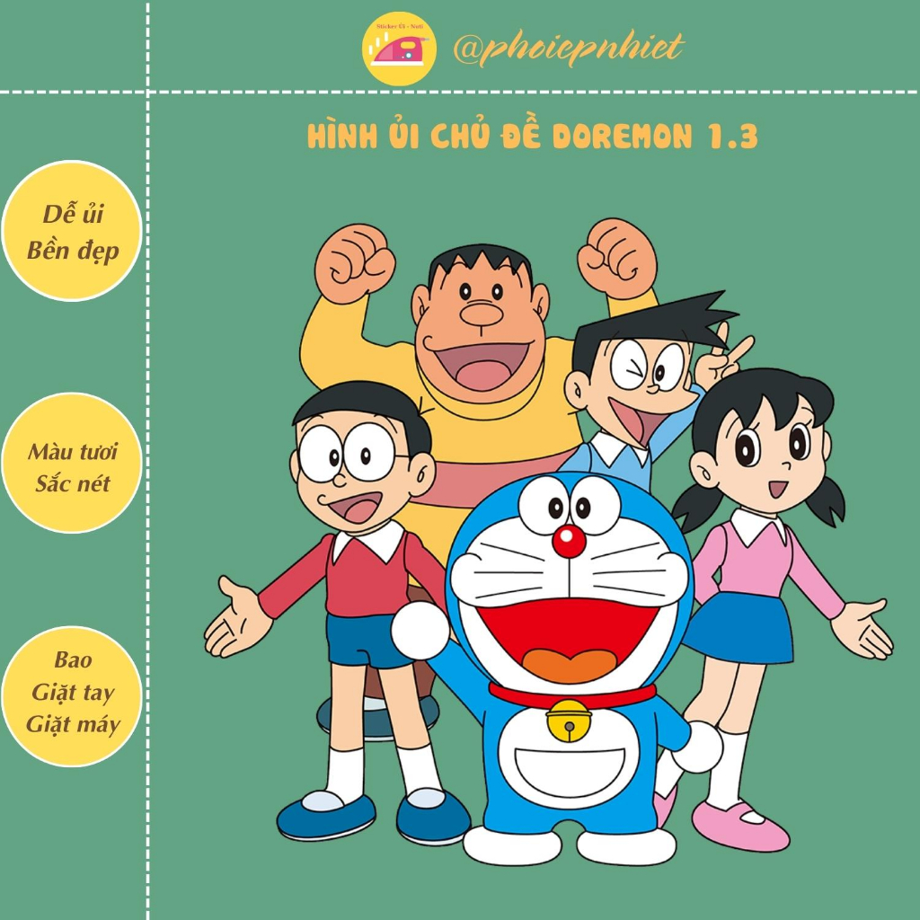 Hình ủi, ép nhiệt - hình chủ đề đô rê mon cute xỉu 01