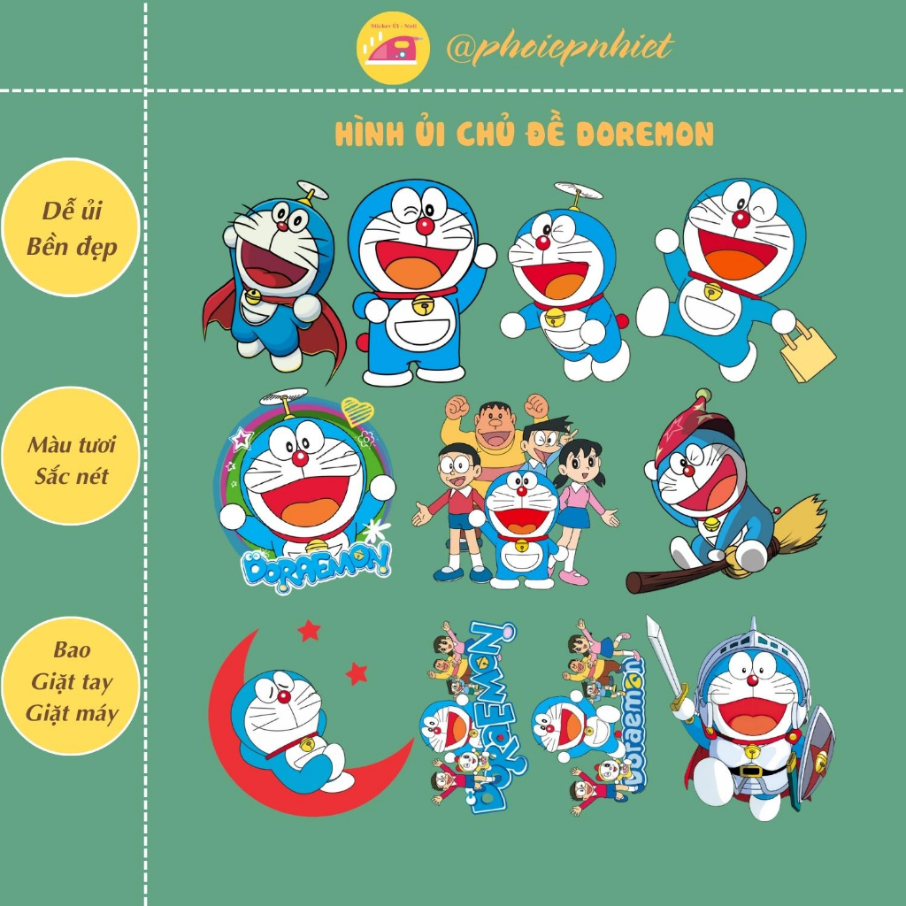 Hình ủi, ép nhiệt - hình chủ đề đô rê mon cute xỉu 01