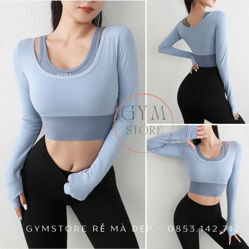 Áo Thun Ôm Body Dài Tay CÓ MÚT Thể Thao Nữ Tập Gym Yoga chất Thun Poly Thấm Hút Khô Thoáng Mát GY022