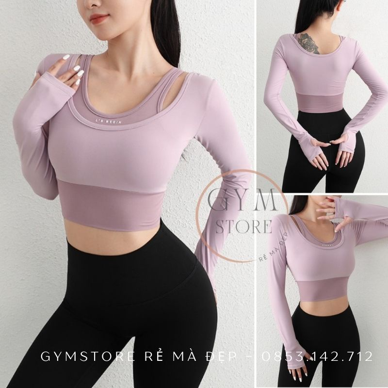 Áo Thun Ôm Body Dài Tay CÓ MÚT Thể Thao Nữ Tập Gym Yoga chất Thun Poly Thấm Hút Khô Thoáng Mát GY022