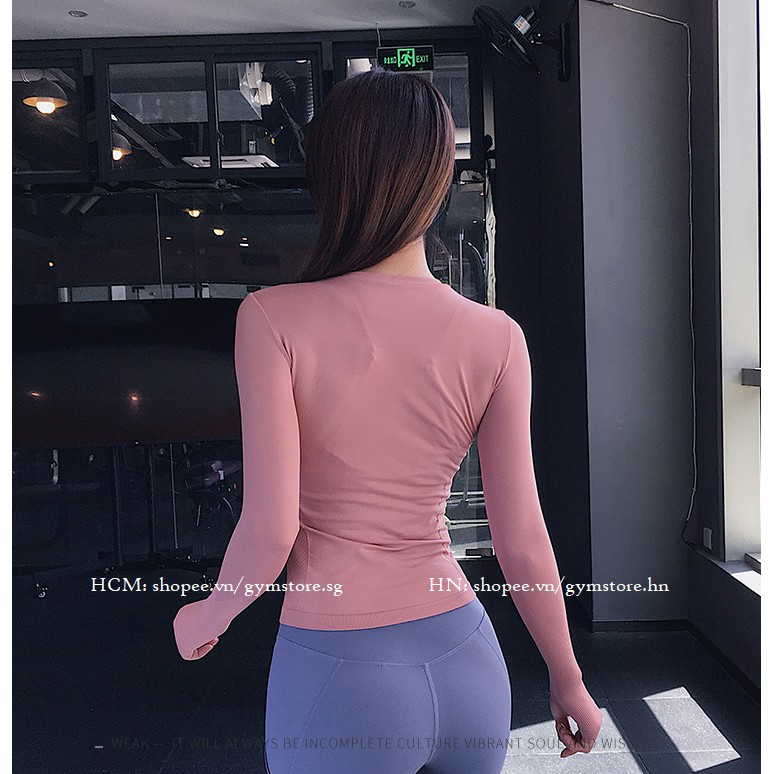 Áo Thun Ôm Body Tay Dài Thể Thao Nữ Tập Gym Yoga  chất Thun Dệt Co Giãn Thoáng Mát Tôn Dáng GY025