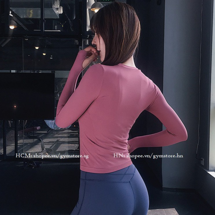 Áo Thun Ôm Body Tay Dài Thể Thao Nữ Tập Gym Yoga  chất Thun Dệt Co Giãn Thoáng Mát Tôn Dáng GY025