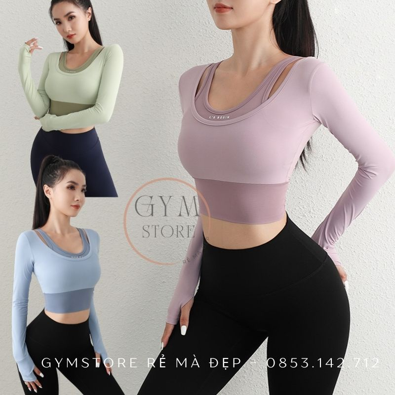 Áo Thun Ôm Body Dài Tay CÓ MÚT Thể Thao Nữ Tập Gym Yoga chất Thun Poly Thấm Hút Khô Thoáng Mát GY022